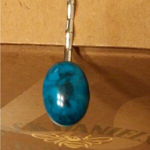 Bobby Pin with Turquoise Blue Cabochon image 1