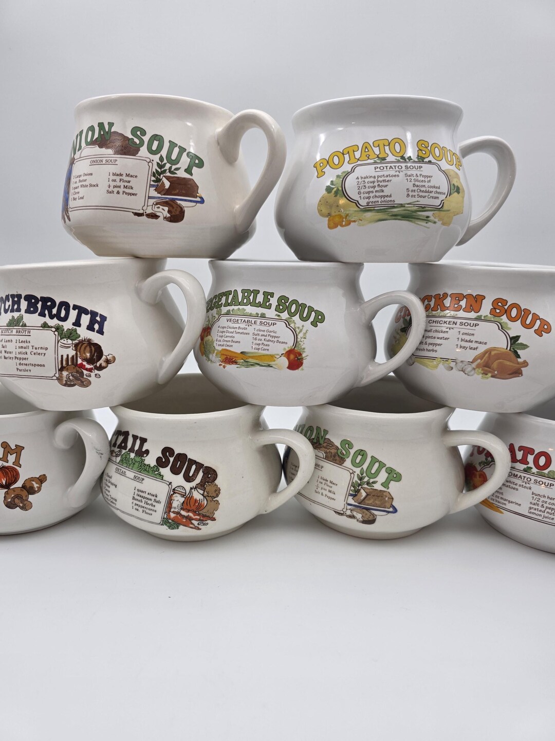 Vintage Porcelain Retro Soup Bowl With Recipe - Etsy