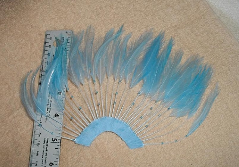 Sky Blue or Silver Hackle Pinwheel with Beads