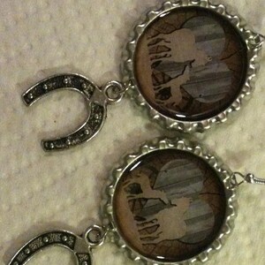 Mare and Foal Cowgirl Bottle Cap Earrings