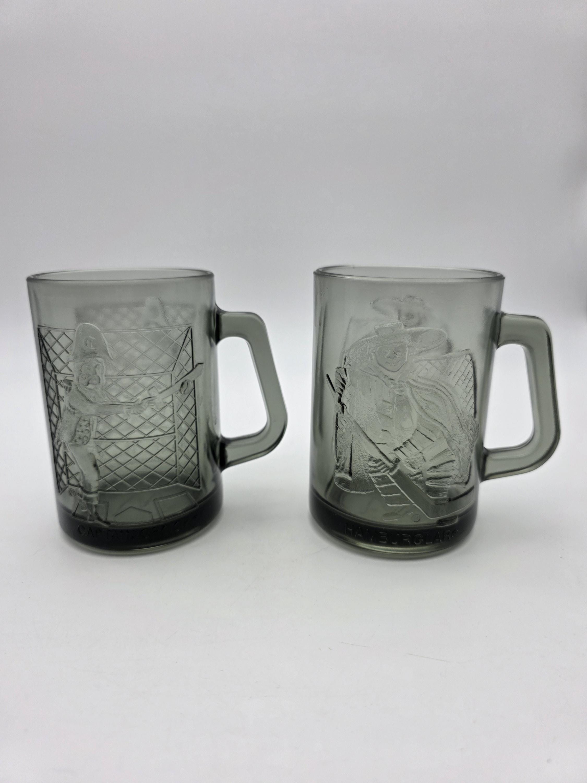 Vintage 1977 Mcdonald's Sports Series Mugs, Smoked Gray Glass
