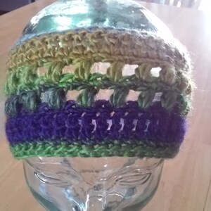 Crochet Head Band - Greens and Blues, 4&quot; x 19&quot;