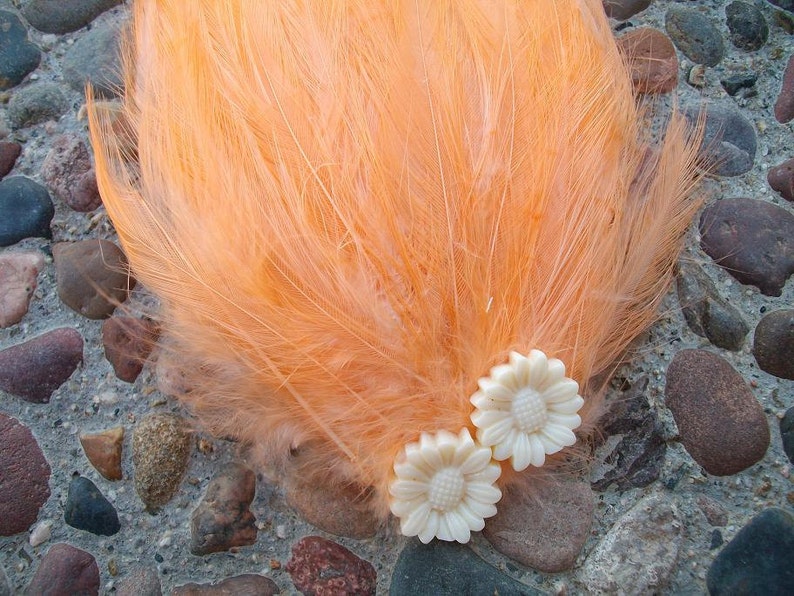 Peach Hackle Fascinator Choose headband, barrette, comb or clip image 2