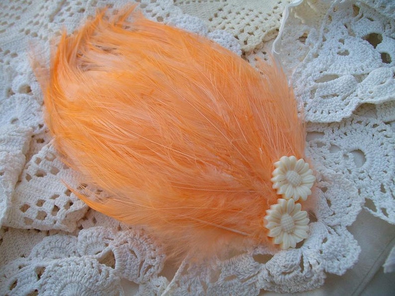 Peach Hackle Fascinator Choose headband, barrette, comb or clip image 3