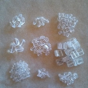 DESTASH - Clear Glass Beads - Diamond, Cube, Oval, Square and Nugget (#1102)