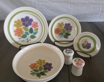 Vintage Replacement - Franciscan Floral Pattern Earthenwear Plates, Bowl and Salt and Pepper Shakers