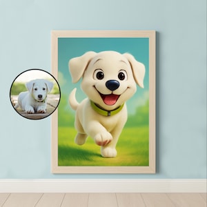 Custom Cartoon Pet Portrait, Personalized Dog or Cat Illustration, Digital Download Wall Art Gift for Pet Lovers