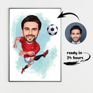 Personalized Soccer Player Cartoon Portrait, Custom Footballer Caricature from Photo, Funny Soccer Caricature, Unique Gift for Him