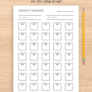 Minimalist Weight Tracker Printable | Smart Weight Goal Planner | A4 A5 Letter | PDF Download