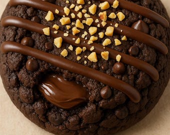 Jumbo Triple Chocolate Hazelnut Nutella Stuffed Oversized NYC-Style Gourmet Cookie Handmade Dessert Gift Nut Chocolate Lovers Holiday Gift
