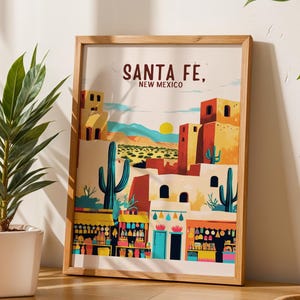 Santa Fe Adobe Print: Colorful Southwestern Desert Landscape (Digital Download)
