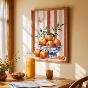 Chinoiserie Fruit Bowl Print: Vintage Kitchen Wall Art (Digital Download