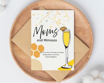 Moms and Mimosas Brunch-Einladung: Muttertagsparty (bearbeitbare Vorlage)