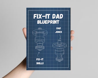 Funny Father's Day Card: Fix-It Dad Blueprint (PDF & JPG)
