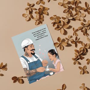 Vatertagskarte für Vater und Tochter - Herzliche Vatertagskarte, Tee-Party-Kunst, bestes Geschenk für Papa, niedliche Familienkarte