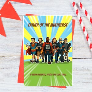 Vater des Multiversums Printable | Lustige Vatertagskarte | Superheld Gamer Dad Kunst | ZIEGE Papa Geschenk | Digitaler Download, Geschenk für Papa