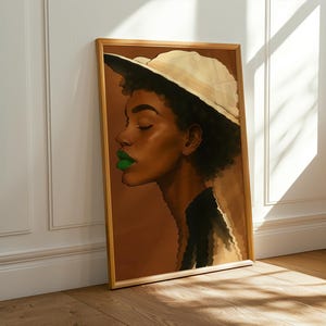 Black Female Art – Afro Wall Art, Melanin Portrait, Boho Decor, Black Girl Art, Trendy Wall Art, Printable Y2k, Black Girl Wall Art,