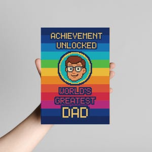 Bearbeitbare Vatertagskarte | Gamer Dad Karte | Pixel Kunst | Der größte Vater der Welt | Lustiges Vatertagsgeschenk | Sofortdownload | Zum Selbermachen