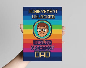 Gamer Dad Father's Day Card: Editable Pixel Art (Digital Download)