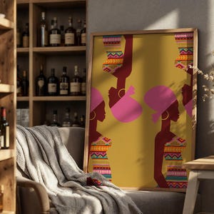 African Woman Silhouette Art Print: Boho Afrocentric Decor (Digital Download