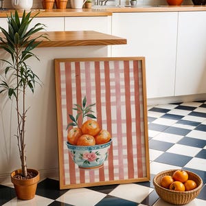 Chinoiserie Fruit Bowl Print: Vintage Kitchen Still Life (Digital Download)
