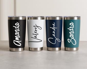 Personalized 20 oz Tumbler, Custom Name Travel Mug, Laser Engraved Tumbler, Stainless Steel water cup, Bridesmaid Tumbler, Insulated Tumbler