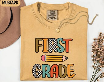 Comfort Colors First Grade Teacher Shirt – Retro 1st Grade Tee