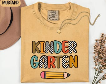 Comfort Colors Kindergarten Teacher Shirt – Retro Back to School Tee
