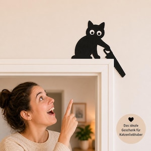 Türrahmen Deko Katze | Lustige Katzendeko | UV-beständig & hitzefest | Türrahmen Figur Silhouette | Geschenk für Katzenfans