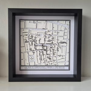 Framed 3D Map of Soho in 1854 by John Snow Showing Cholera Fatalities