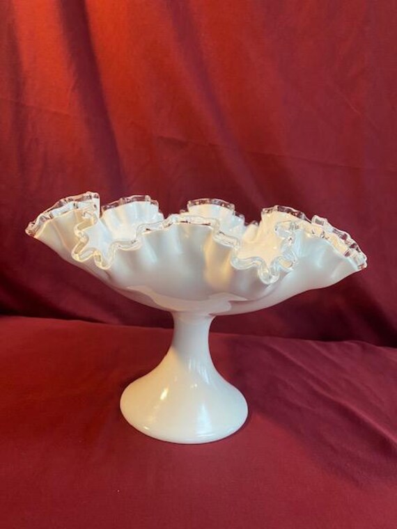 フェントン ケーキスタンド シルバークレスト ミルクガラス ペデスタル