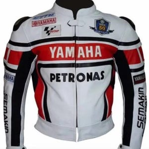 Handmade Yamaha Petronas Leather Jacket Bikers Motorcycle Leather Jacket Genuine Cowhide Leather Jacket Gift for Bikers Riders