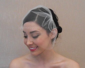 Wedding Mini Tulle Birdcage Veil in Light Ivory Off-White White Cream Blush Light Pink Black - Ready to Ship in 1-3 Business Days