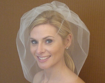 Full Face Tulle Bridal Birdcage Veil in Light Ivory Off-White White Blush Black - READY TO SHIP in 1-3 Business Days
