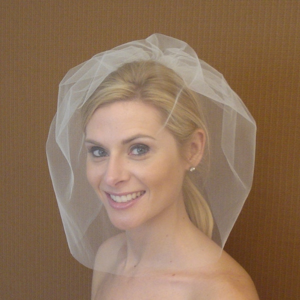 Full Face Tulle Bridal Birdcage Veil in Light Ivory Off-White White Blush Black - READY TO SHIP in 1-3 Business Days