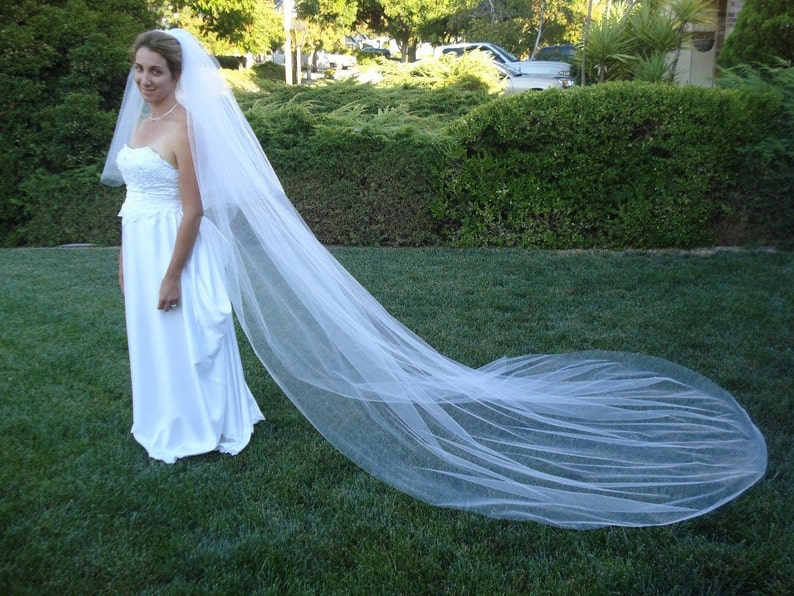 Two Tier Cathedral Length 120 inches long Bridal Veil Plain Etsy