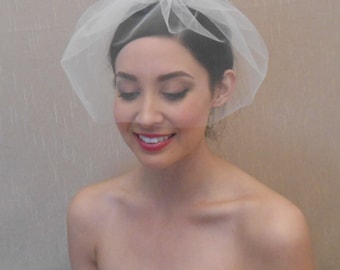Bridal tulle birdcage veil in light ivory off-white white cream blush champagne black - Ready to ship in 1-3 business days