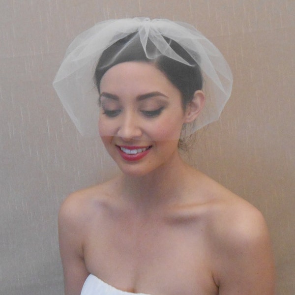 Bridal tulle birdcage veil in light ivory off-white white cream blush champagne black - Ready to ship in 1-3 business days