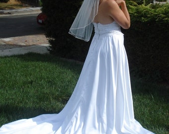 Waist Length Bridal Veil One Tier With Pencil Edge Ivory White Off-White Wedding Veil - READY TO SHIP in 2-5 Business Days