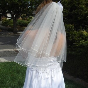 Two Tier Wedding Veils With Pencil Edge Many Lengths Circular Cut in Light Ivory Off-White White READY TO SHIP in 2-5 Business Days image 3