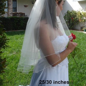 Two Tier Wedding Veils With Pencil Edge Many Lengths Circular Cut in Light Ivory Off-White White READY TO SHIP in 2-5 Business Days image 2