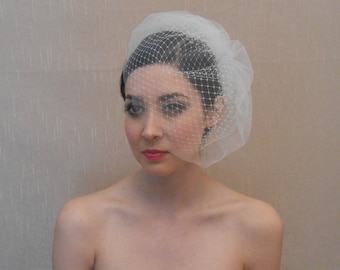 Bridal Double Layer Tulle and Russian Net Birdcage Veil in Ivory or White - Ready to ship in 3-5 Business Days