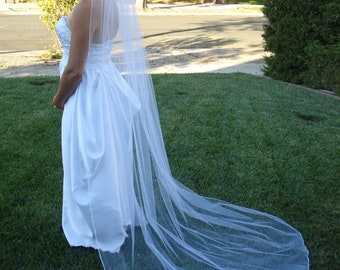 One Tier Chapel Length Bridal Veil With Pencil Edge Light Ivory, Off-White, White - READY TO SHIP in 2-5 Business Days