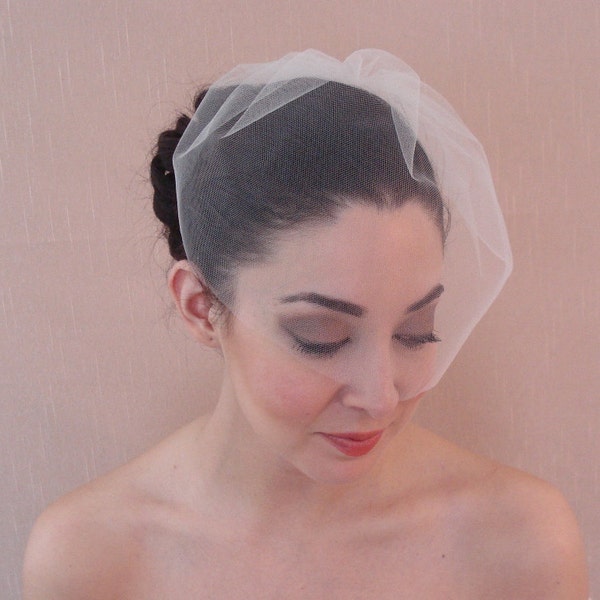 Bridal Tulle Birdcage Veil in Light Ivory, Off-White, White, Cream, Blush, Champagne, Black - Ready to Ship in 3-5 Business Days