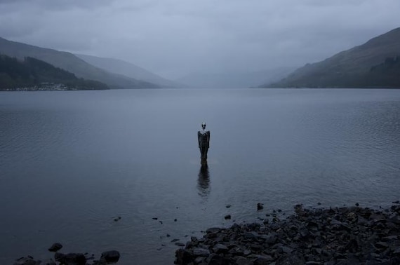 Mirror Sculpture Standing in Highland Loch - Download