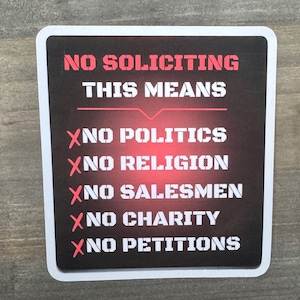 No Soliciting Door Sticker – Bold Front Door Decor | Keep Unwanted Guests Away