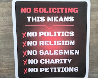 No Soliciting Door Sticker – Bold Front Door Decor | Keep Unwanted Guests Away