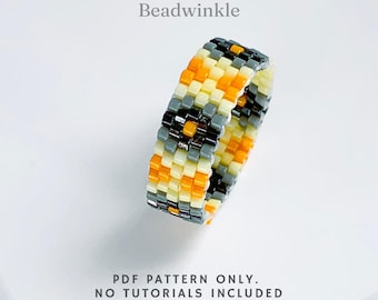 Peyote Beading Ring Pattern PDF – Colorful Geometric Design – Handmade Peyote Stitch Jewelry
