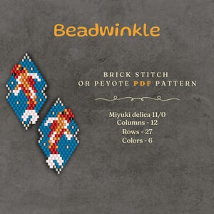 Koi Fish Earring PDF Pattern – Brick Stitch Earrings, Beaded Earrings, Jewelry Making