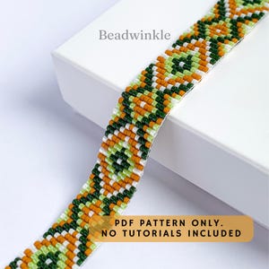 Geometric Zigzag Loom Pattern PDF, Ethnic Folk Bead Weaving Design